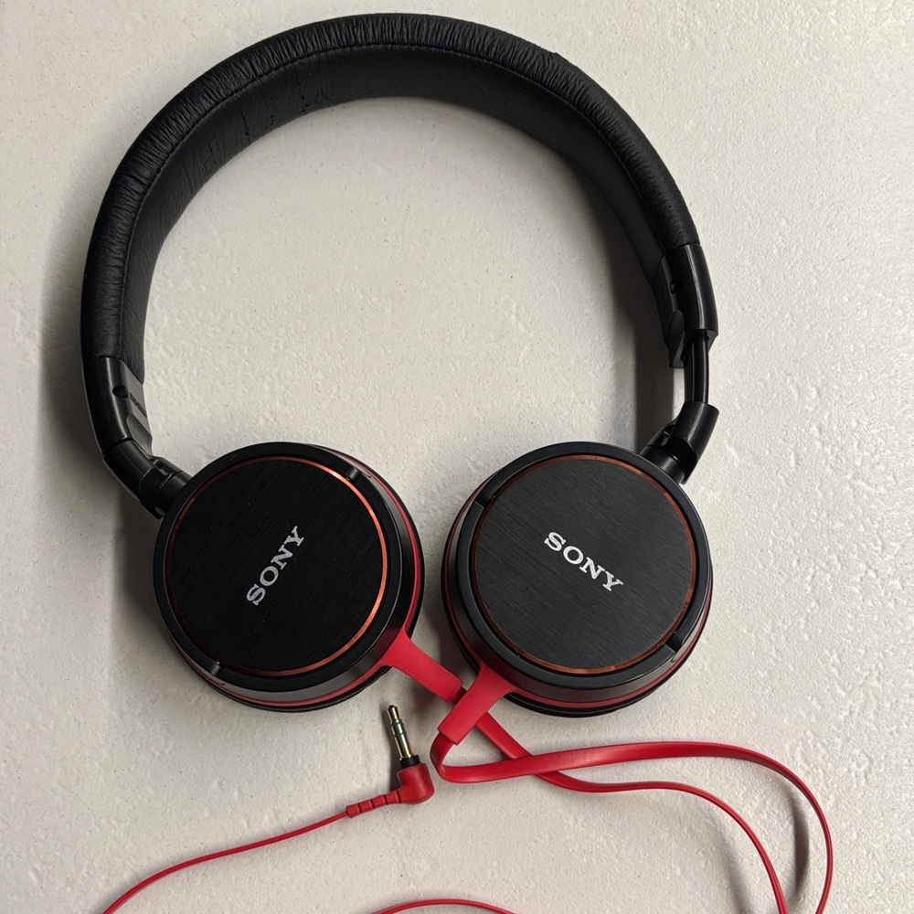Vintage Sony On-Ear Headphones - Black and Red